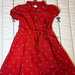 Janie and Jack Red Puppy Print Dress